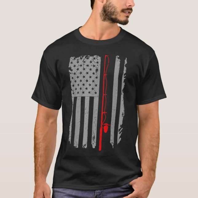 Bär als Angler mit Fisch T-Shirt (Vorderseite)