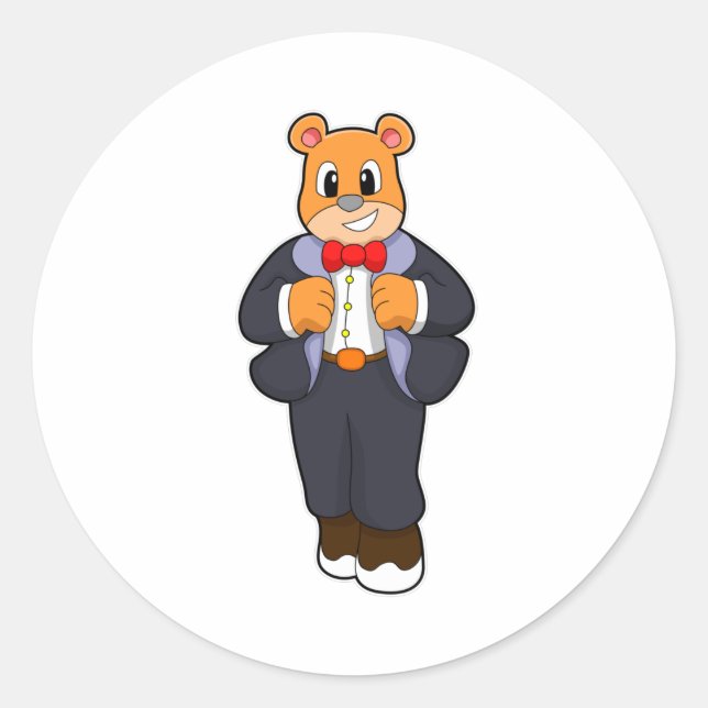 Bär als Bär mit Anzug Runder Aufkleber (Vorderseite)