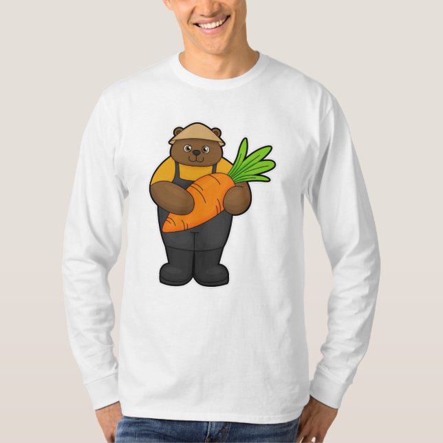 Bär als Bauer mit Karotte T-Shirt (Vorderseite)