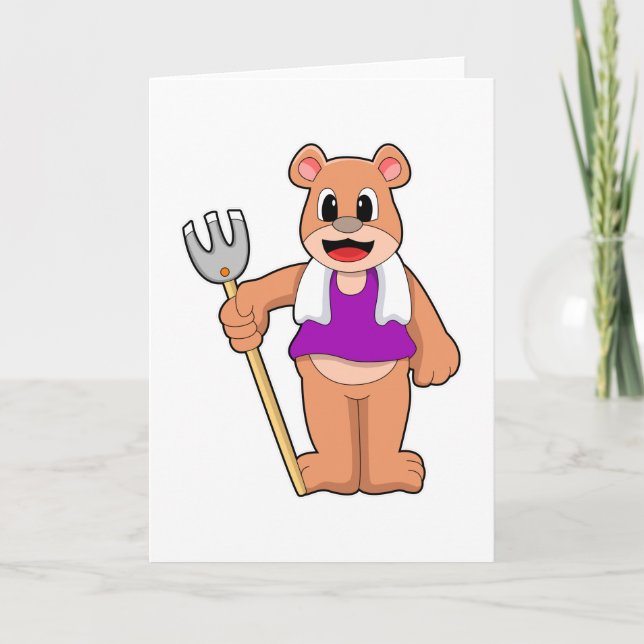 Bär als Bauer mit Rechen Karte (Vorderseite)