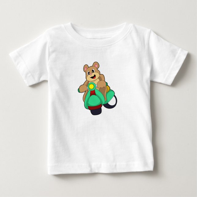 Bär als Biker mit Scooter.PNG Baby T-shirt (Vorderseite)
