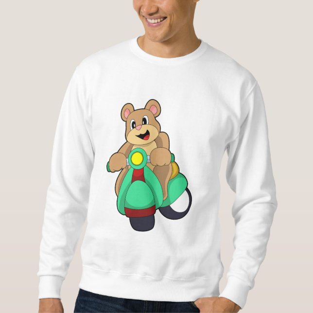Bär als Biker mit Scooter.PNG Sweatshirt (Vorderseite)