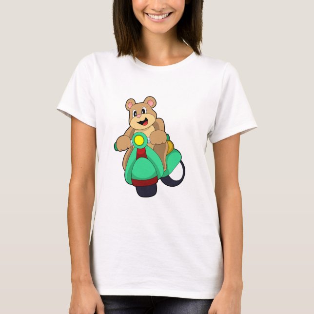 Bär als Biker mit Scooter.PNG T-Shirt (Vorderseite)