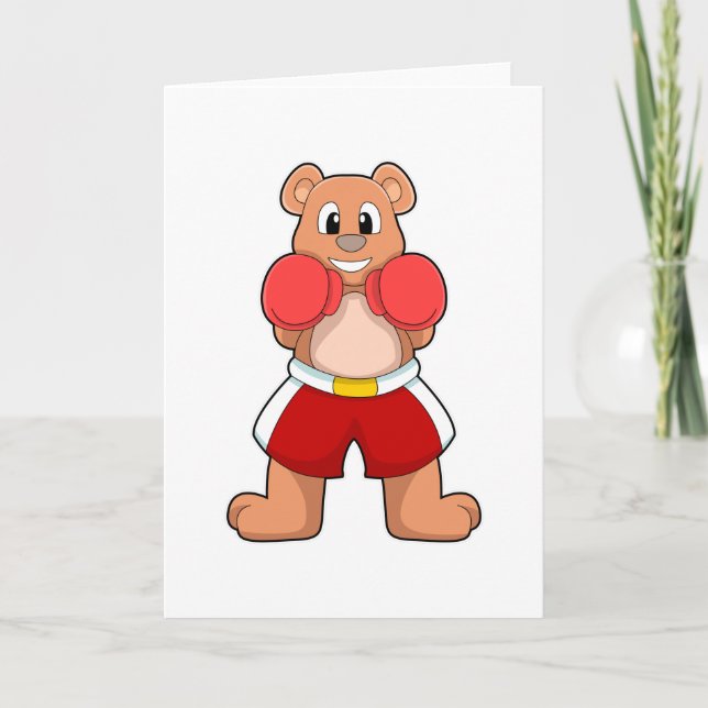 Bär als Boxer mit Boxhandschuhen Karte (Vorderseite)