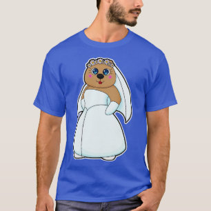 Bär als Braut mit dem Tod von Blume T-Shirt