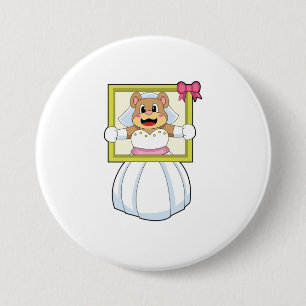 Bär als Braut mit Hochzeitskleid & Bilderrahmen.p Button