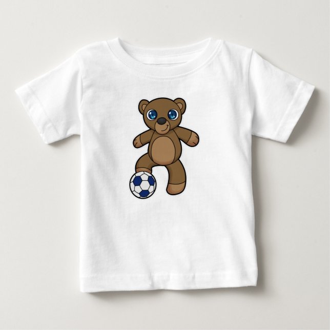 Bär als Fußballspieler mit Fußball Baby T-shirt (Vorderseite)