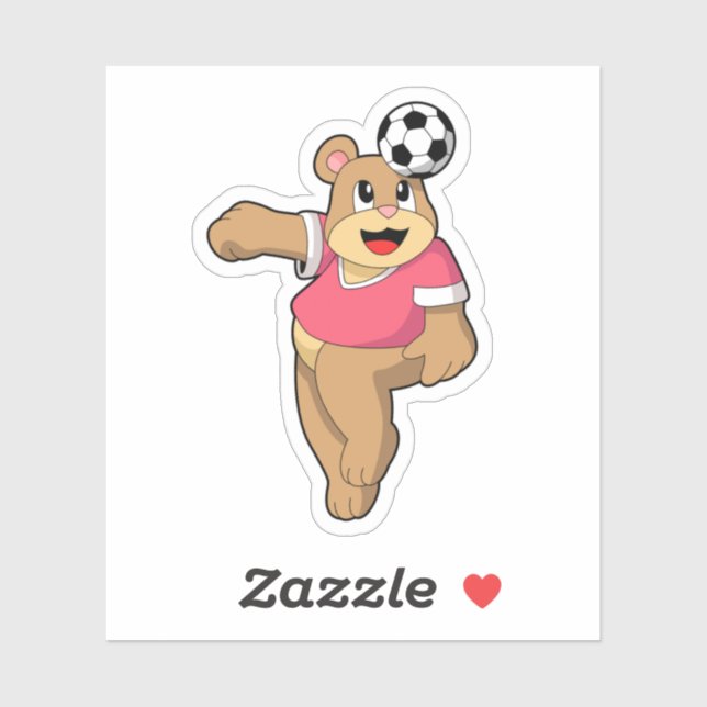 Bär als Fußballspieler mit Fußball.PNG Aufkleber (Blatt)