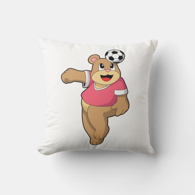 Bär als Fußballspieler mit Fußball.PNG Kissen (Vorderseite)
