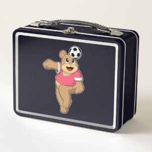 Bär als Fußballspieler mit Fußball.PNG Metall Brotdose