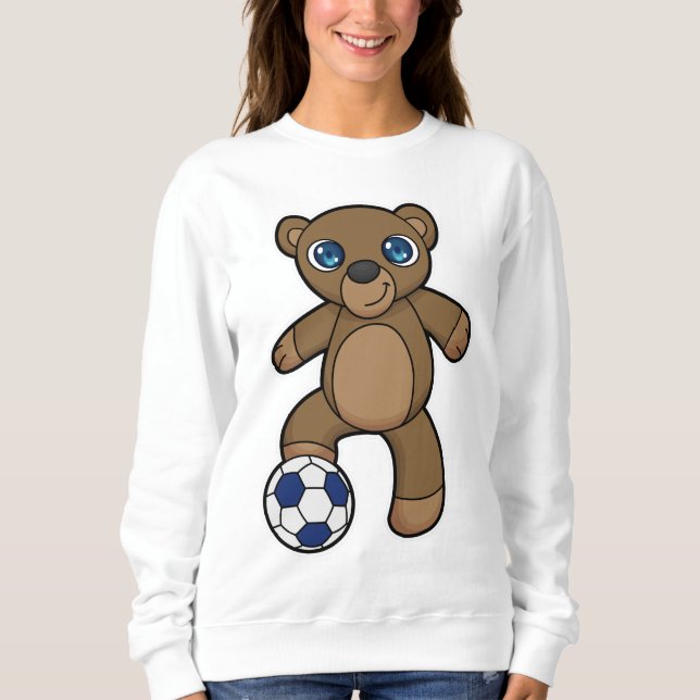 Bär als Fußballspieler mit Fußball Sweatshirt (Vorderseite)