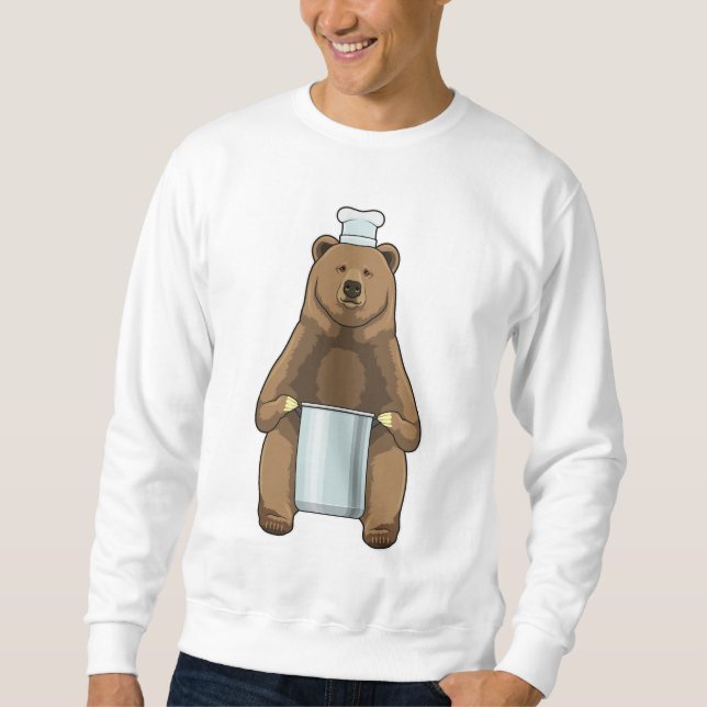 Bär als Koch mit Kochtopf Sweatshirt (Vorderseite)