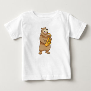 Bär als Musiker mit Saxophon Baby T-shirt