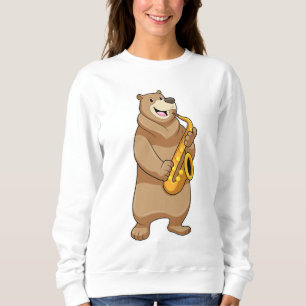 Bär als Musiker mit Saxophon Sweatshirt