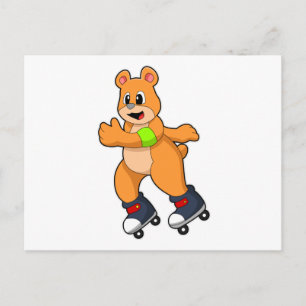 Bär als Skater mit Inline-Skates Postkarte