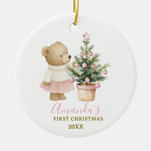 Bär als Weihnachtserinnerung für Baby Mädchen Keramik Ornament