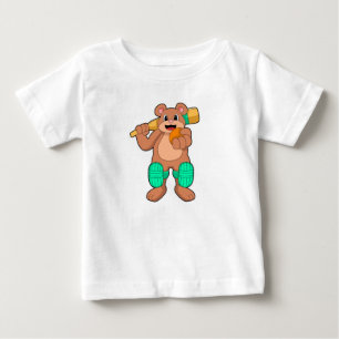 Bär am Cricket mit Cricket-Fledermaus Baby T-shirt