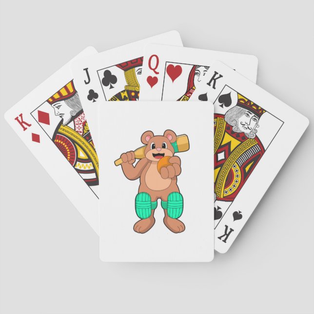 Bär am Cricket mit Cricket-Fledermaus Spielkarten (Rückseite)