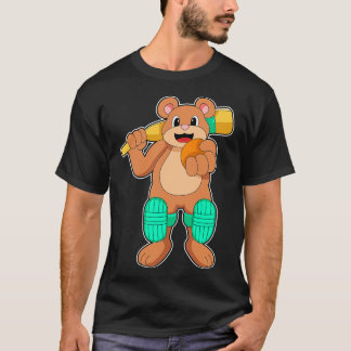 Bär am Cricket mit Cricket-Fledermaus T-Shirt