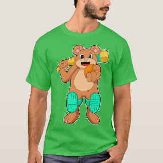 Bär am Cricket mit Cricket-Fledermaus T-Shirt