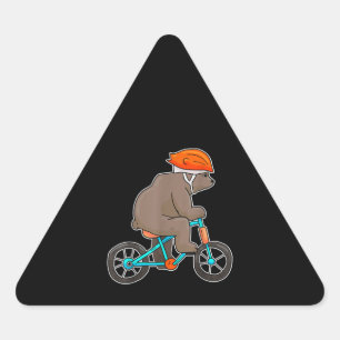 Bär auf dem Fahrrad Dreieckiger Aufkleber