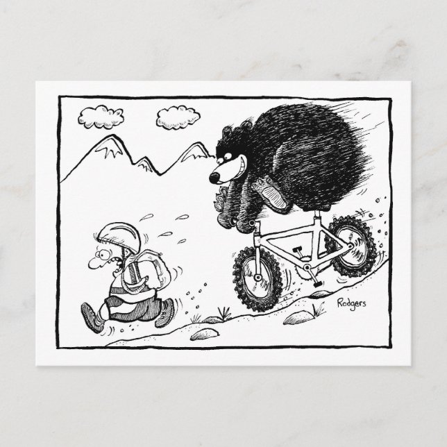 Bär auf dem Fahrrad Postkarte (Vorderseite)