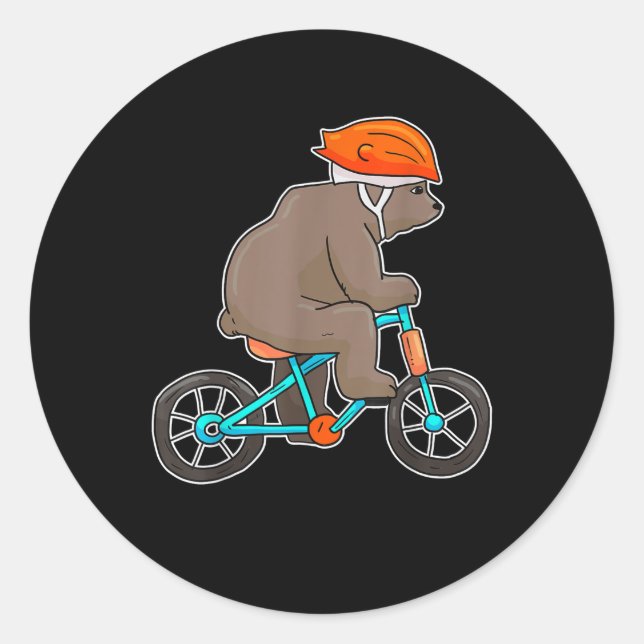 Bär auf dem Fahrrad Runder Aufkleber (Vorderseite)