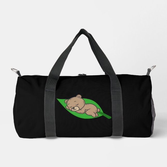 Bär auf einem kleinen Blatt Duffle Bag (Vorderseite)