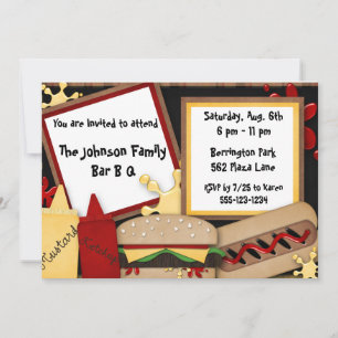 Bar B Q Invitations de la partie de pique-nique Fa