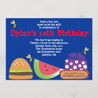 Bar-b-Que Geburtstags-Hummel-Bienen-Party Einladung