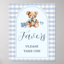 Bär Baby Schuhe Blau Gingham Baby Shower Geschenke