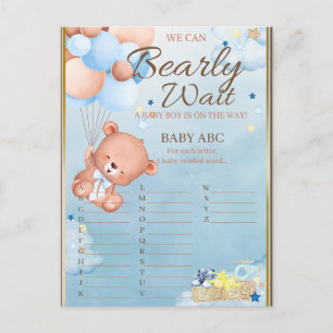 Bär Baby Shower Junge Spiel Postkarte