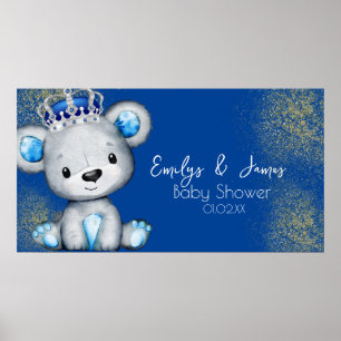 Bär Baby Shower Prinz funkelndes Blau Jungen Poster