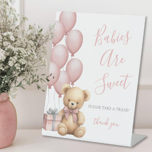 Bär Baby Shower Rosa Süßigkeiten Sockelschild