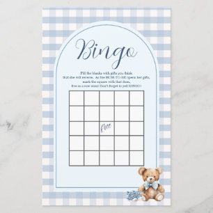 Bär-Babyschuhe Gingham-Baby-Party-Bingo-Spiel