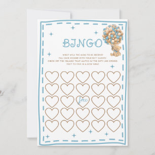 Bär Ballons Blau Modern Bingo Spielkarte Einladung
