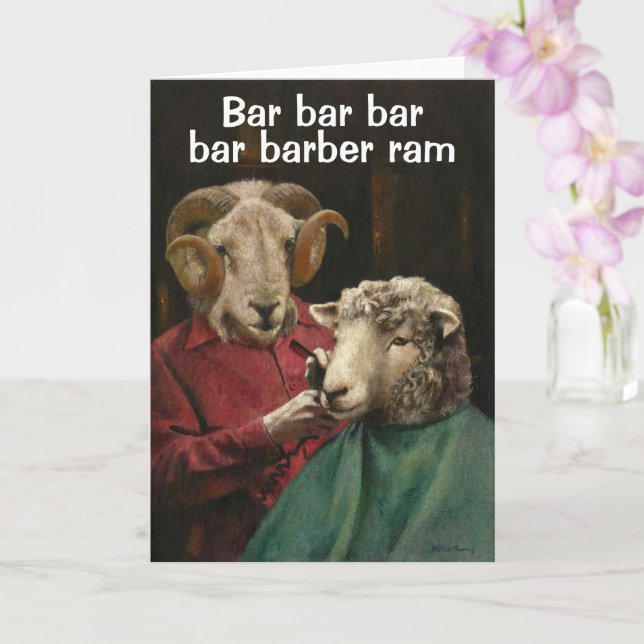 Bar Barber Ram Joke Greetings Card Karte (Orchidee)