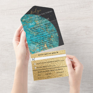 Bar Bat Mitzvah All in one Einladung Weltraum