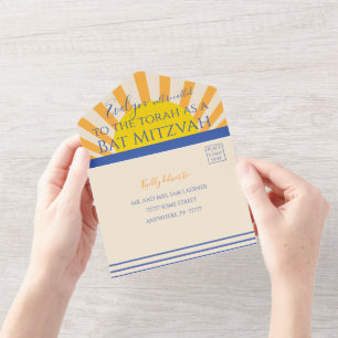 Bar Bat Mitzvah All in one Einladung Wirbel