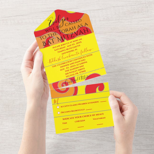 Bar Bat Mitzvah Alle auf einer Einladung Glitzer w (Abreißen)