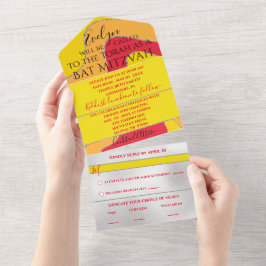 Bar Bat Mitzvah Alles in einer Einladung Glitzer W