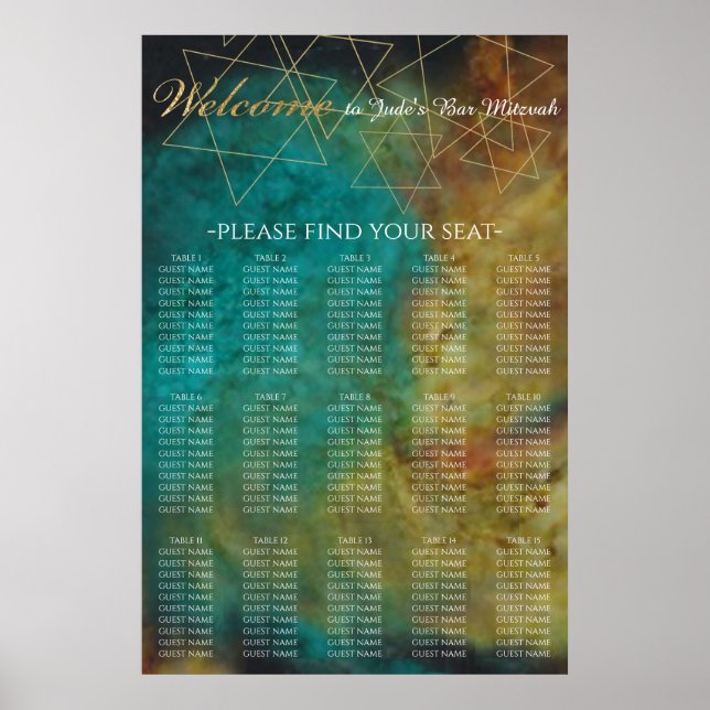Bar & Bat Mitzvah aus dieser World Seating Chart Poster (Vorne)