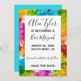 Bar Bat Mitzvah Color Save the Date