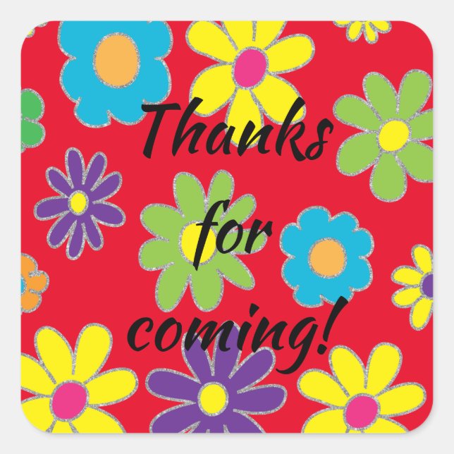 Bar Bat Mitzvah Flower Square Sticker (Vorderseite)