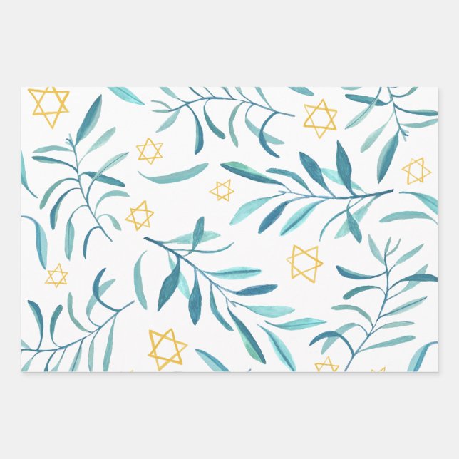 Bar Bat Mitzvah Jewish Wedding Hanukkah Custom Geschenkpapier Set (Vorderseite 2)