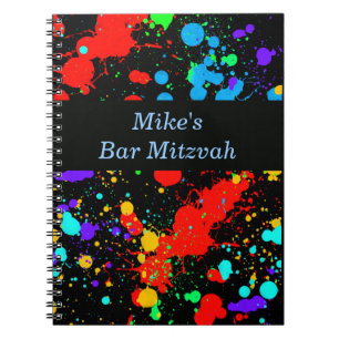 Bar, Bat mitzvah Neon Paint Splatter Livre d'invit