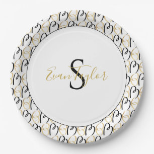 Bar Bat Mitzvah Papierplatte Elegantes Gold und Sc Pappteller