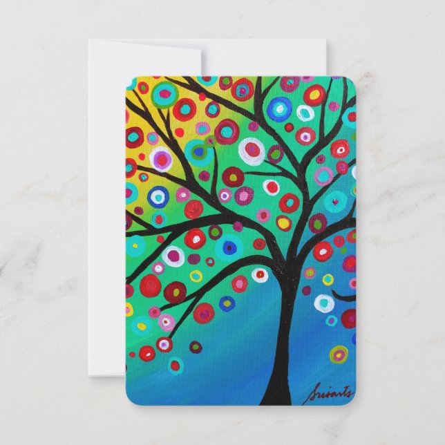 Bar Bat Mitzvah RSVP Card Tree of Life Karte (Vorderseite)