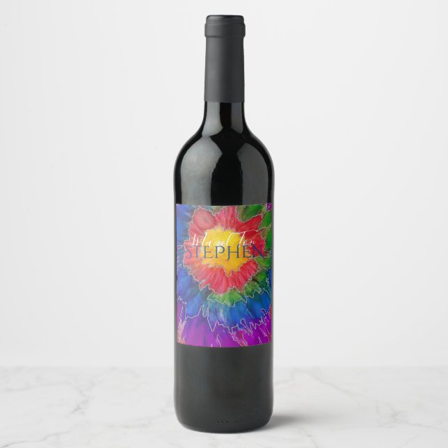 Bar Bat Mitzvah Wein Flasche Etikett Krawatte Dyed (Vorderseite)