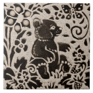 Bär Batik Steinzeug Waldtier Braun Grau Fliese